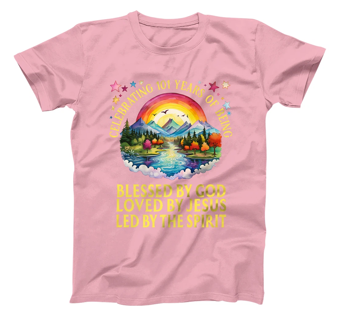 Blessed By God For 101 Years Rainbow At Sunset Premium T-Shirt