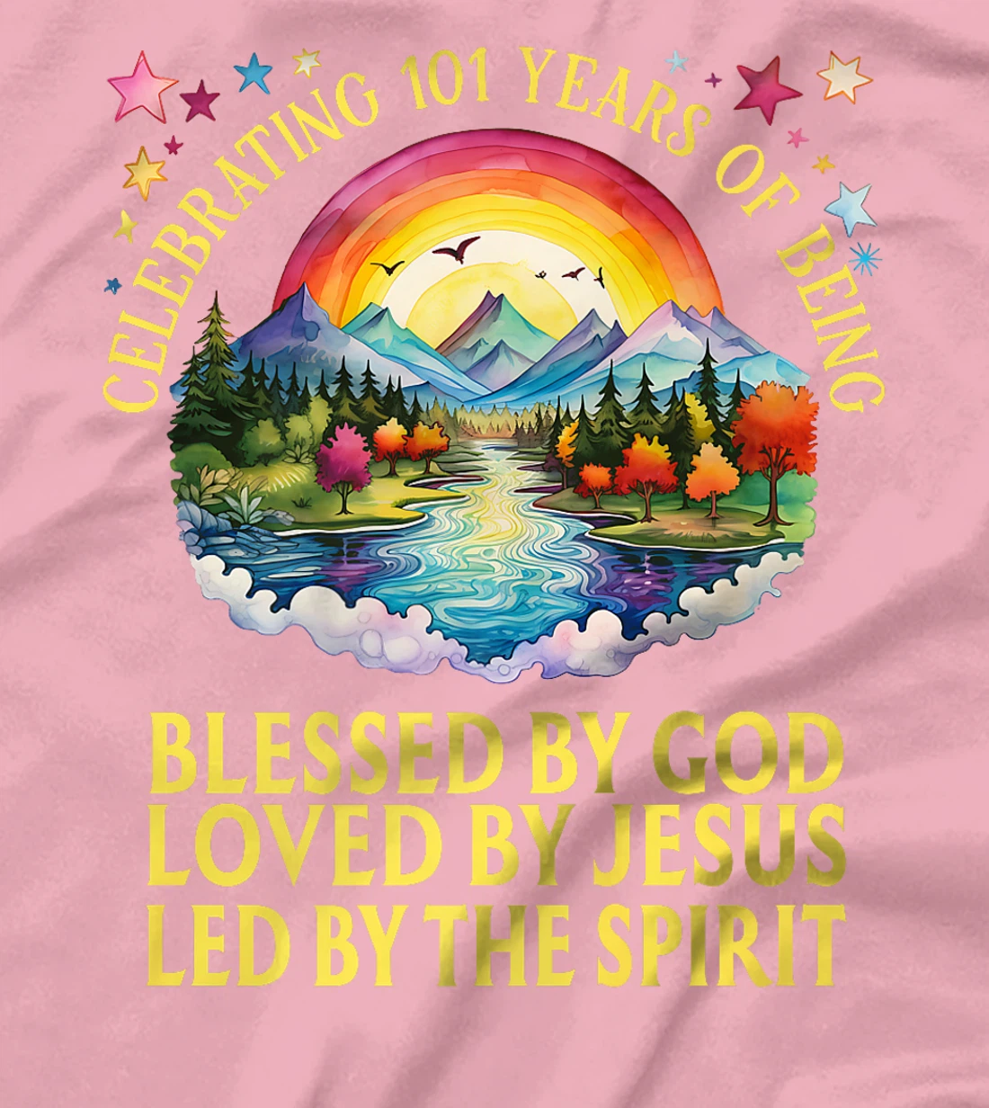 Blessed By God For 101 Years Rainbow At Sunset Premium T-Shirt