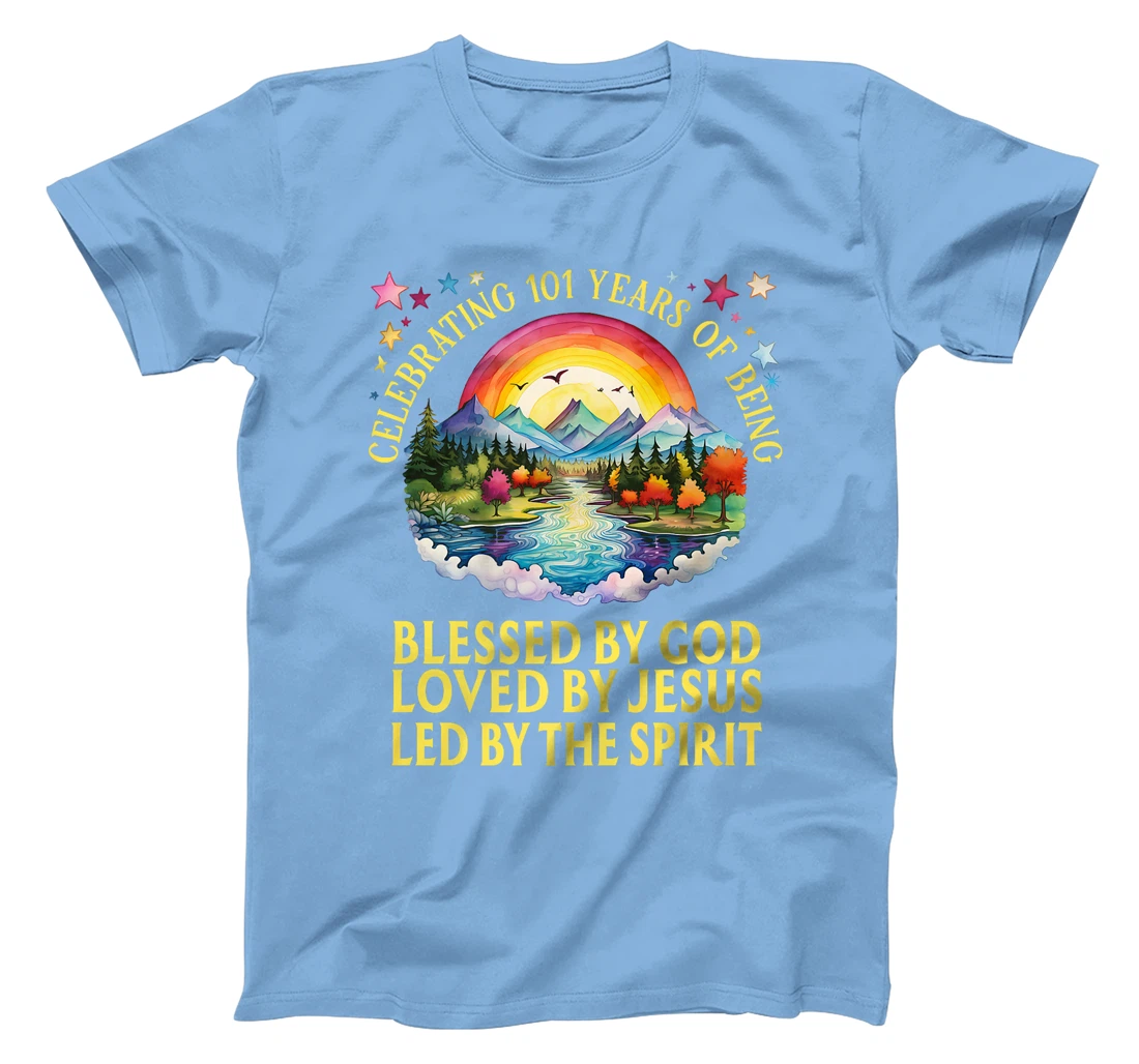 Blessed By God For 101 Years Rainbow At Sunset Premium T-Shirt