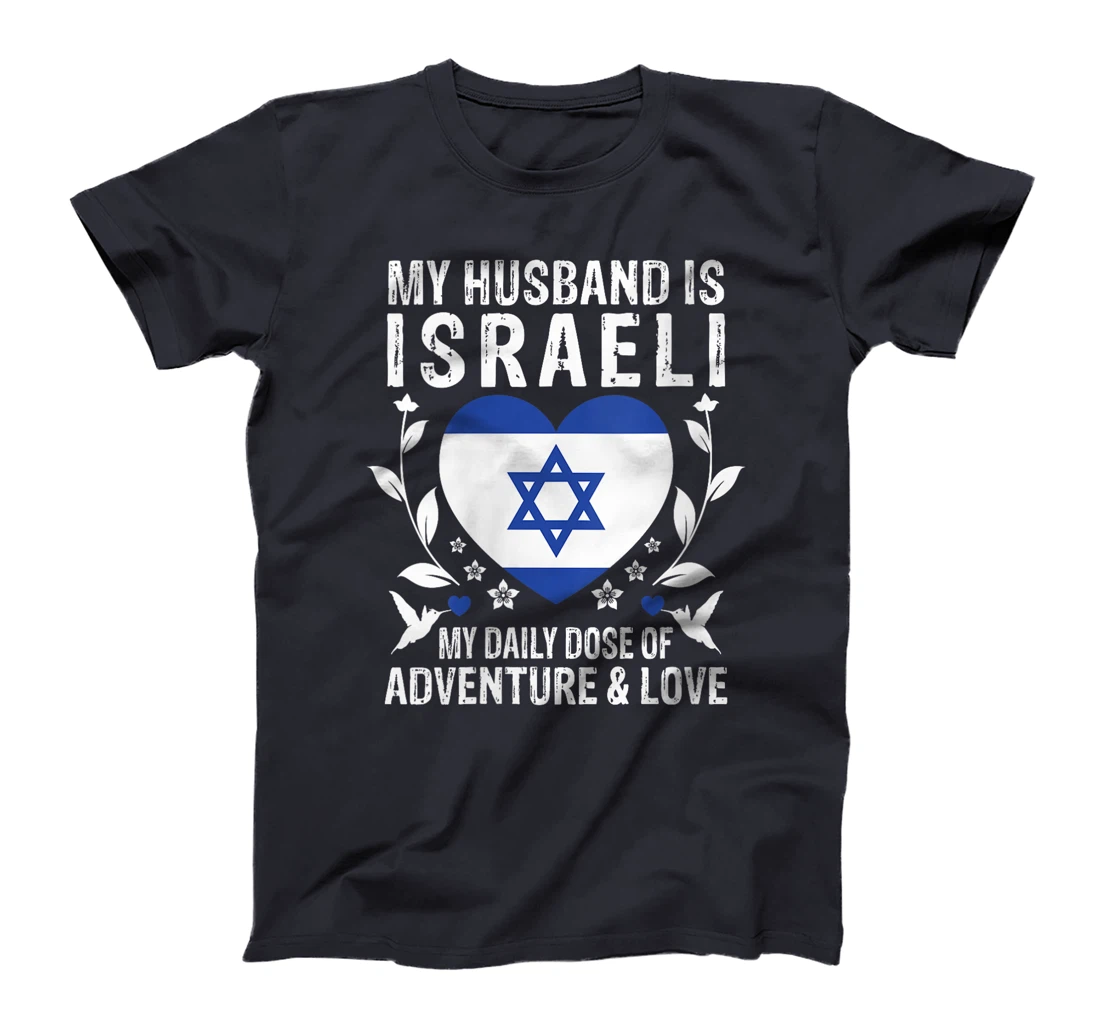 Womens My Husband Is Israeli Husband Israel Flag T-Shirt