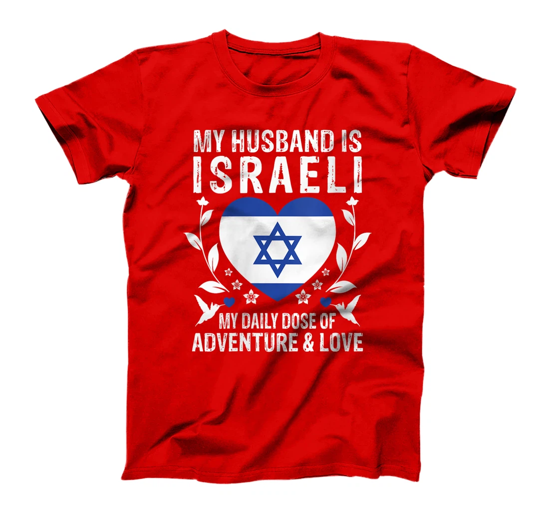 Womens My Husband Is Israeli Husband Israel Flag T-Shirt