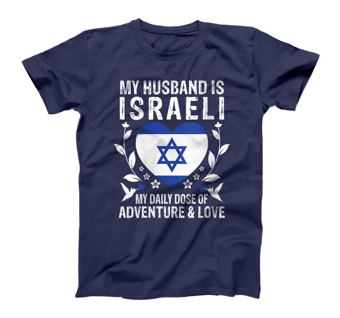 Womens My Husband Is Israeli Husband Israel Flag T-Shirt