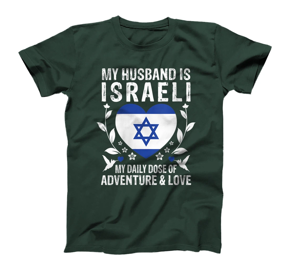 Womens My Husband Is Israeli Husband Israel Flag T-Shirt