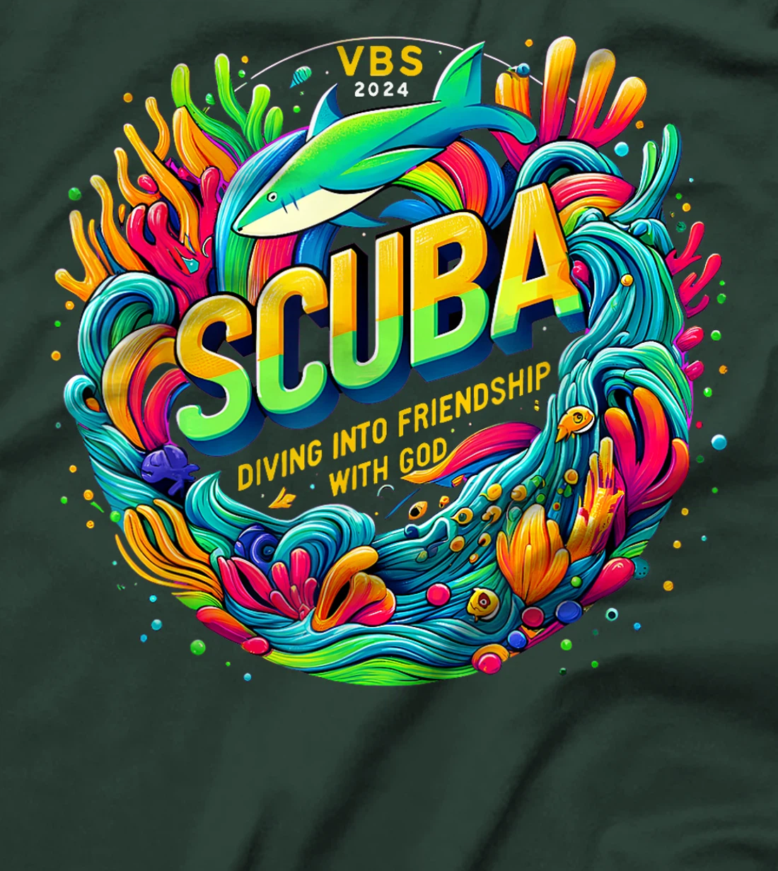 Womens Scuba Diving Into Friendship with God Christian VBS 2024 T-Shirt