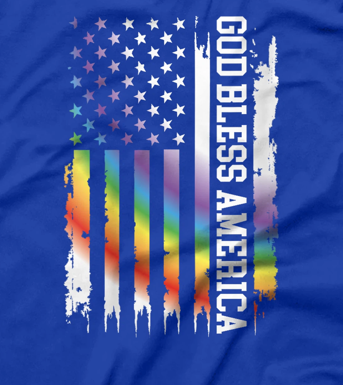 Womens God Bless America United States Rainbow w US Flag T-Shirt