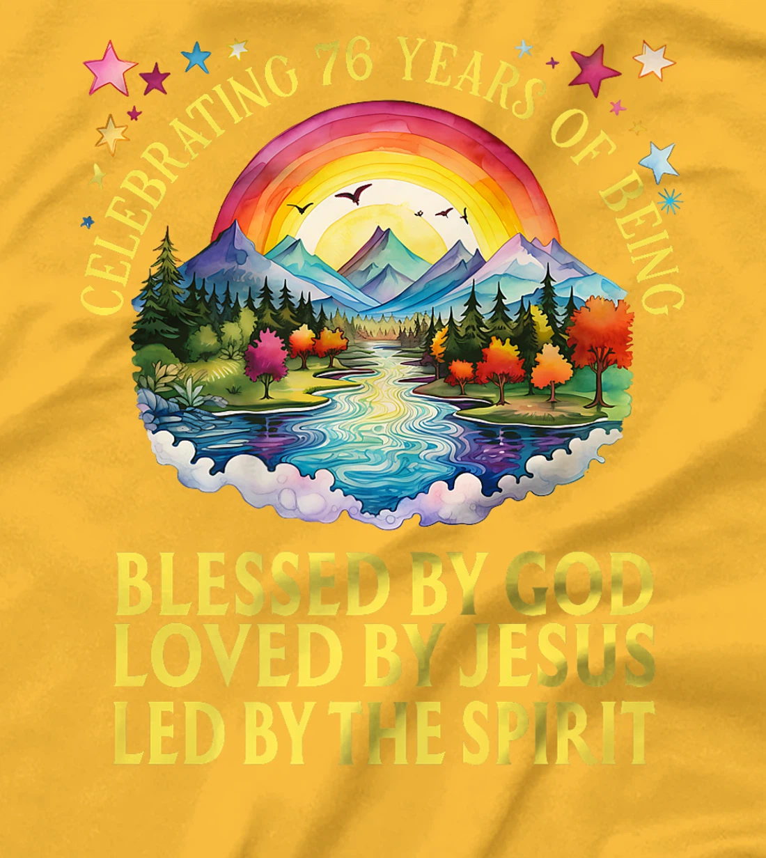 Blessed By God For 76 Years Rainbow At Sunset Premium T-Shirt