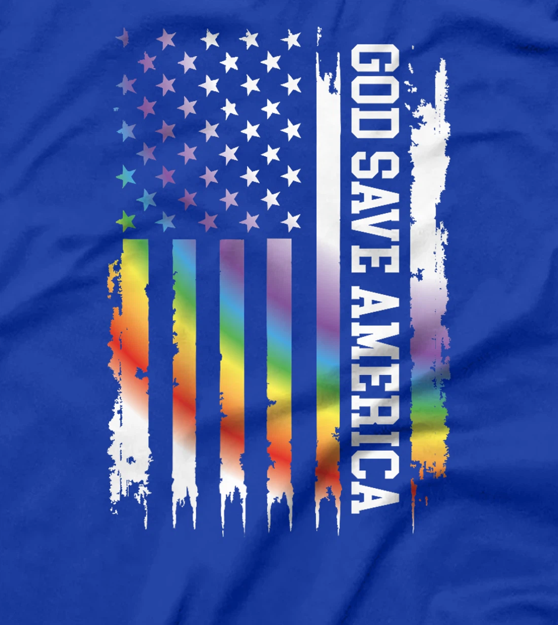 God Save America United States Distressed Rainbow w US Flag Premium T-Shirt