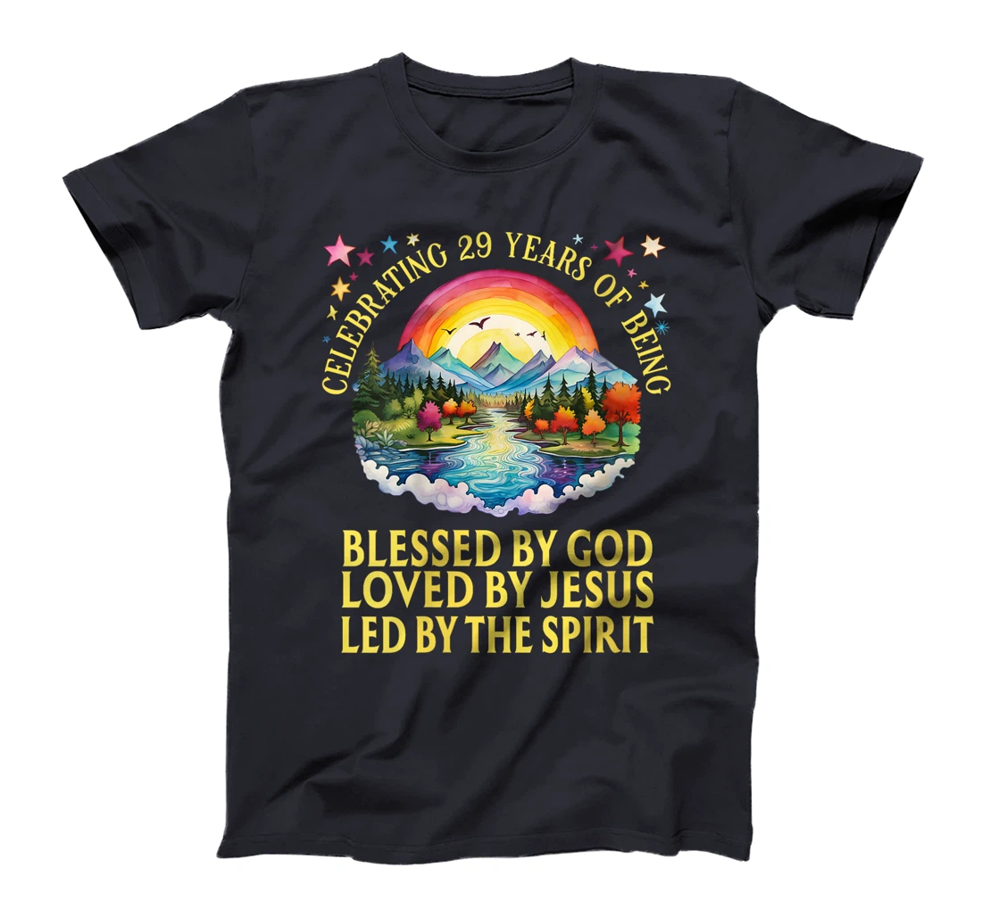 Womens Blessed By God For 29 Years Rainbow At Sunset T-Shirt