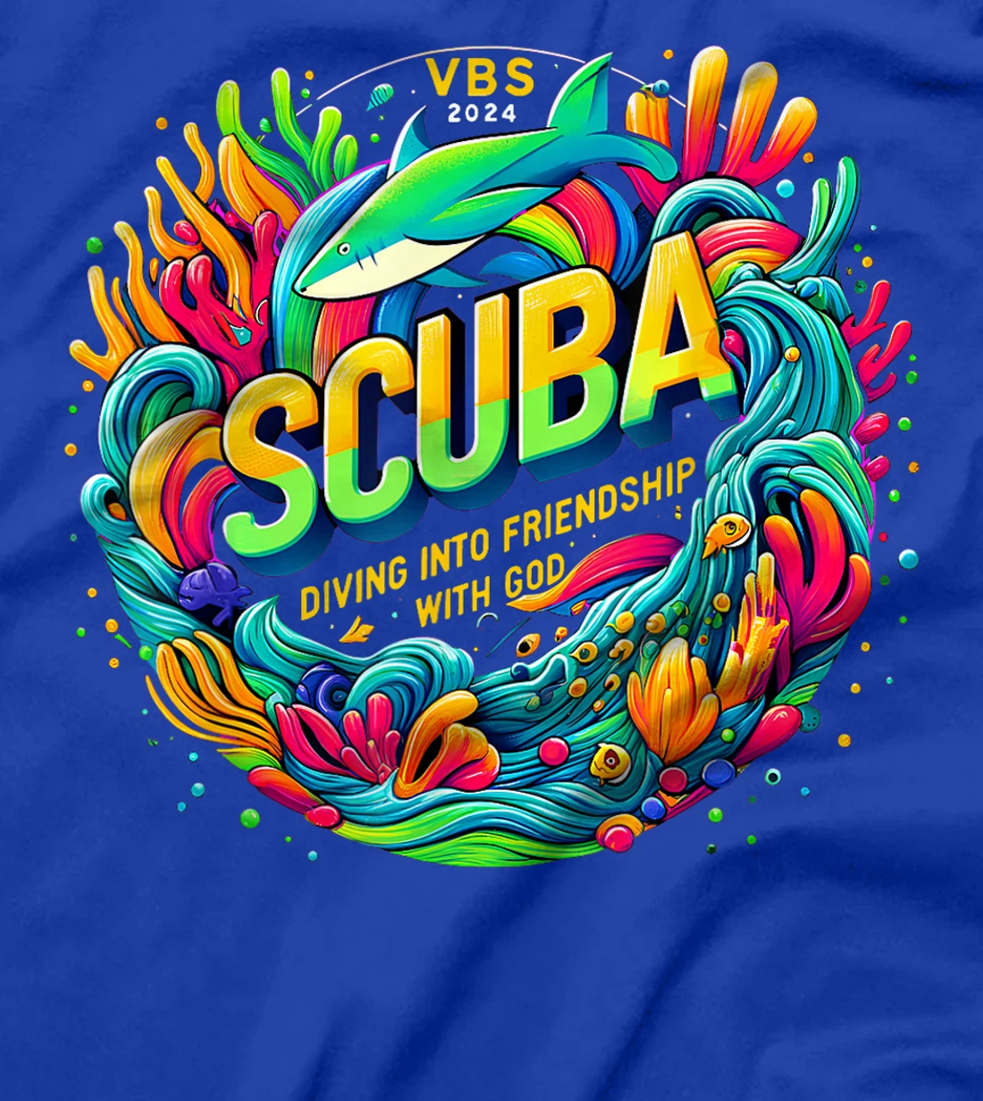 Womens Scuba Diving Into Friendship with God Christian VBS 2024 T-Shirt