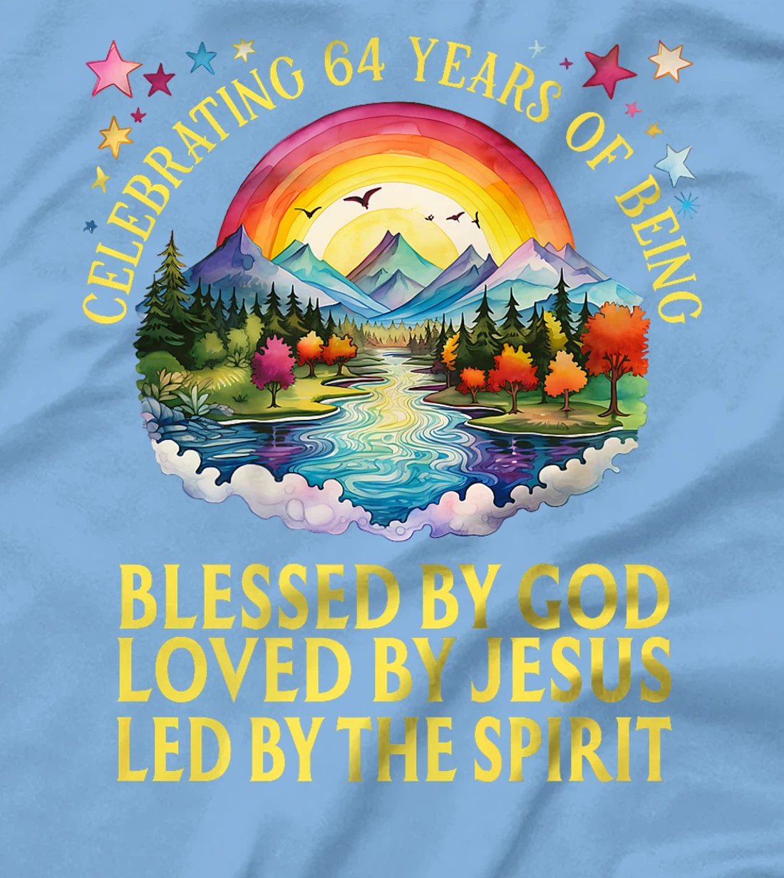 Blessed By God For 64 Years Rainbow At Sunset Premium T-Shirt
