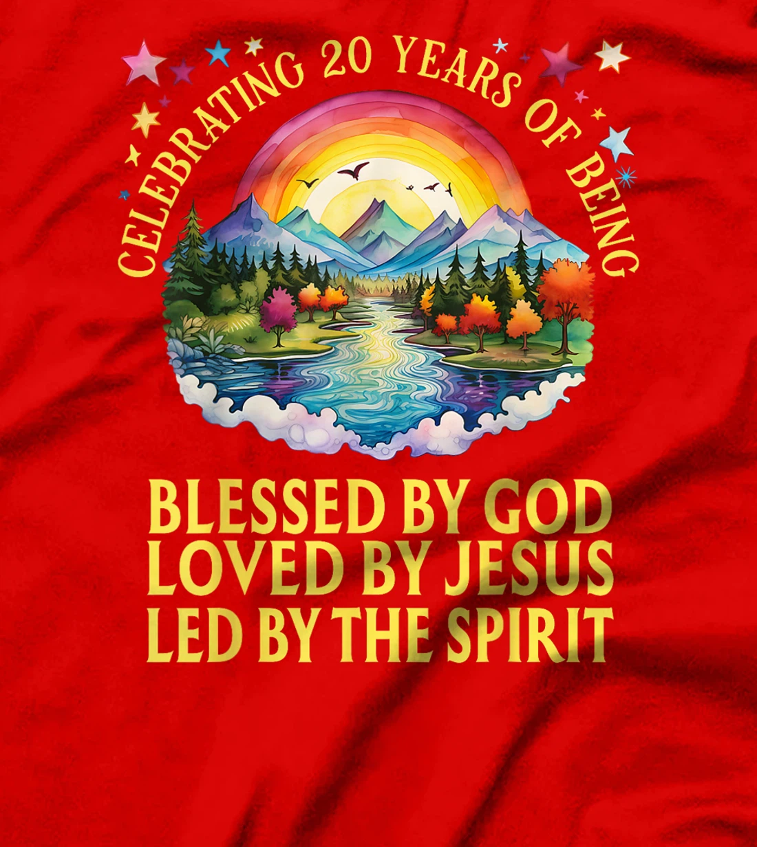 Blessed By God For 20 Years Rainbow At Sunset T-Shirt