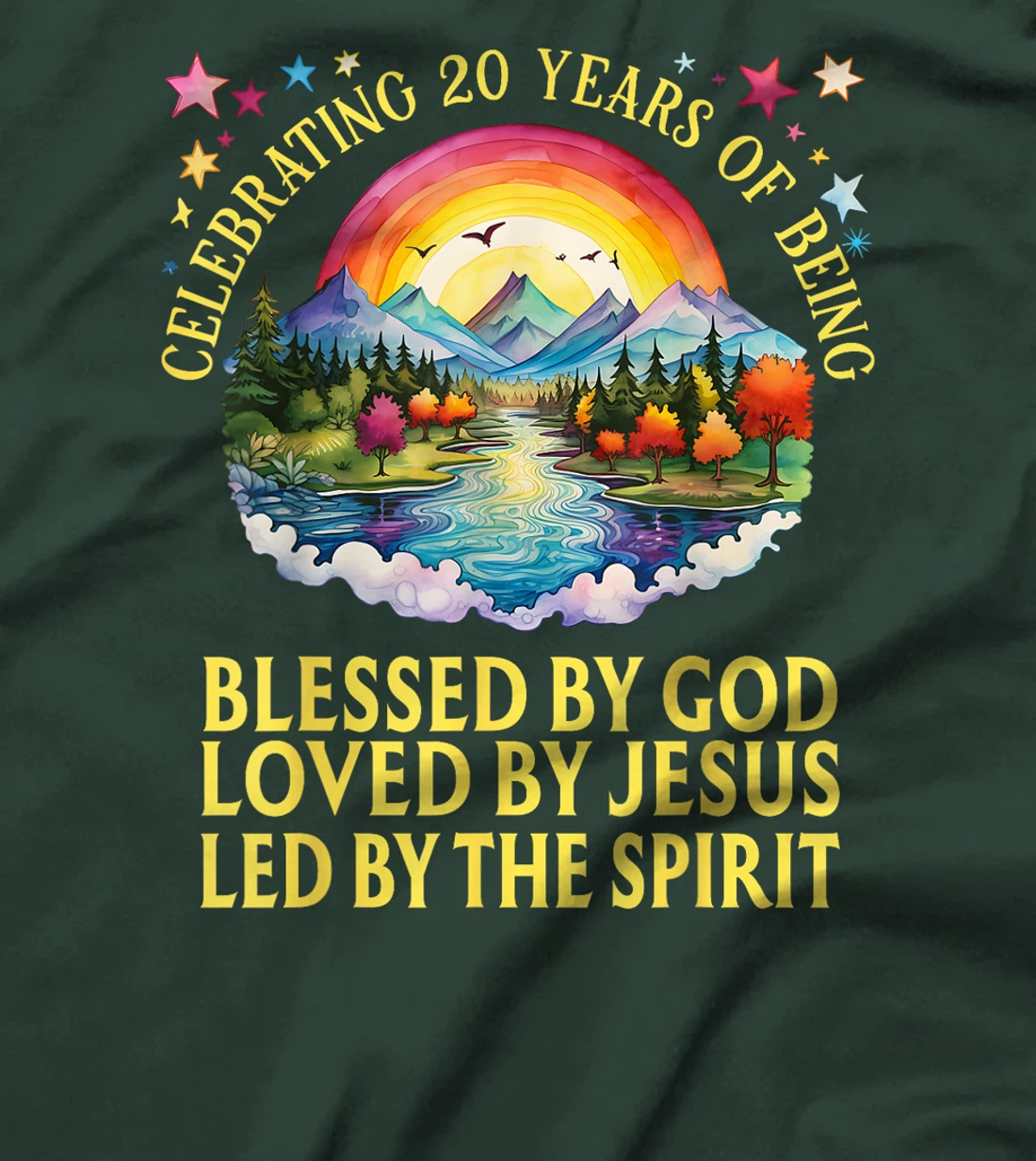 Blessed By God For 20 Years Rainbow At Sunset T-Shirt