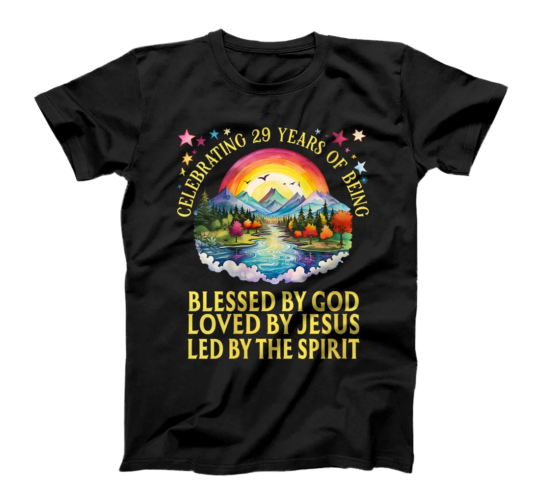 Womens Blessed By God For 29 Years Rainbow At Sunset T-Shirt