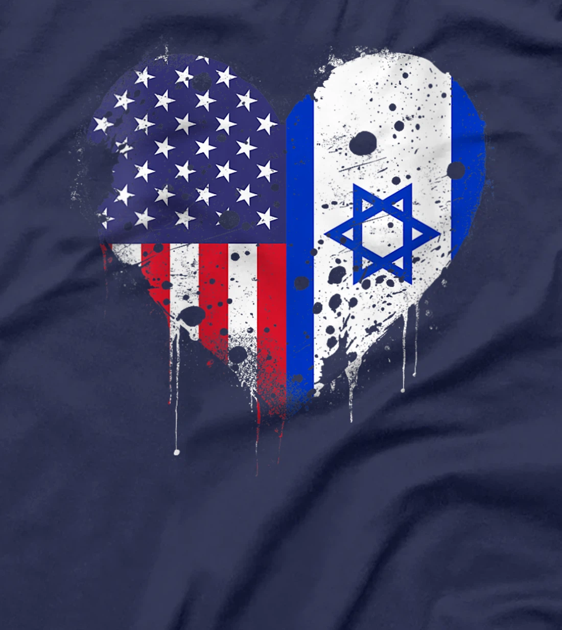 Womens USA Israel Flags Israeli American Heart Vintage Patriotic T-Shirt