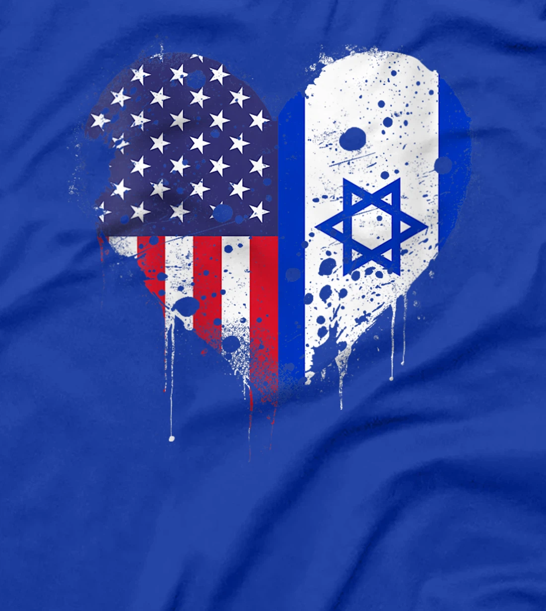 Womens USA Israel Flags Israeli American Heart Vintage Patriotic T-Shirt