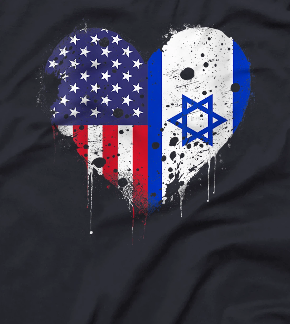 Womens USA Israel Flags Israeli American Heart Vintage Patriotic T-Shirt
