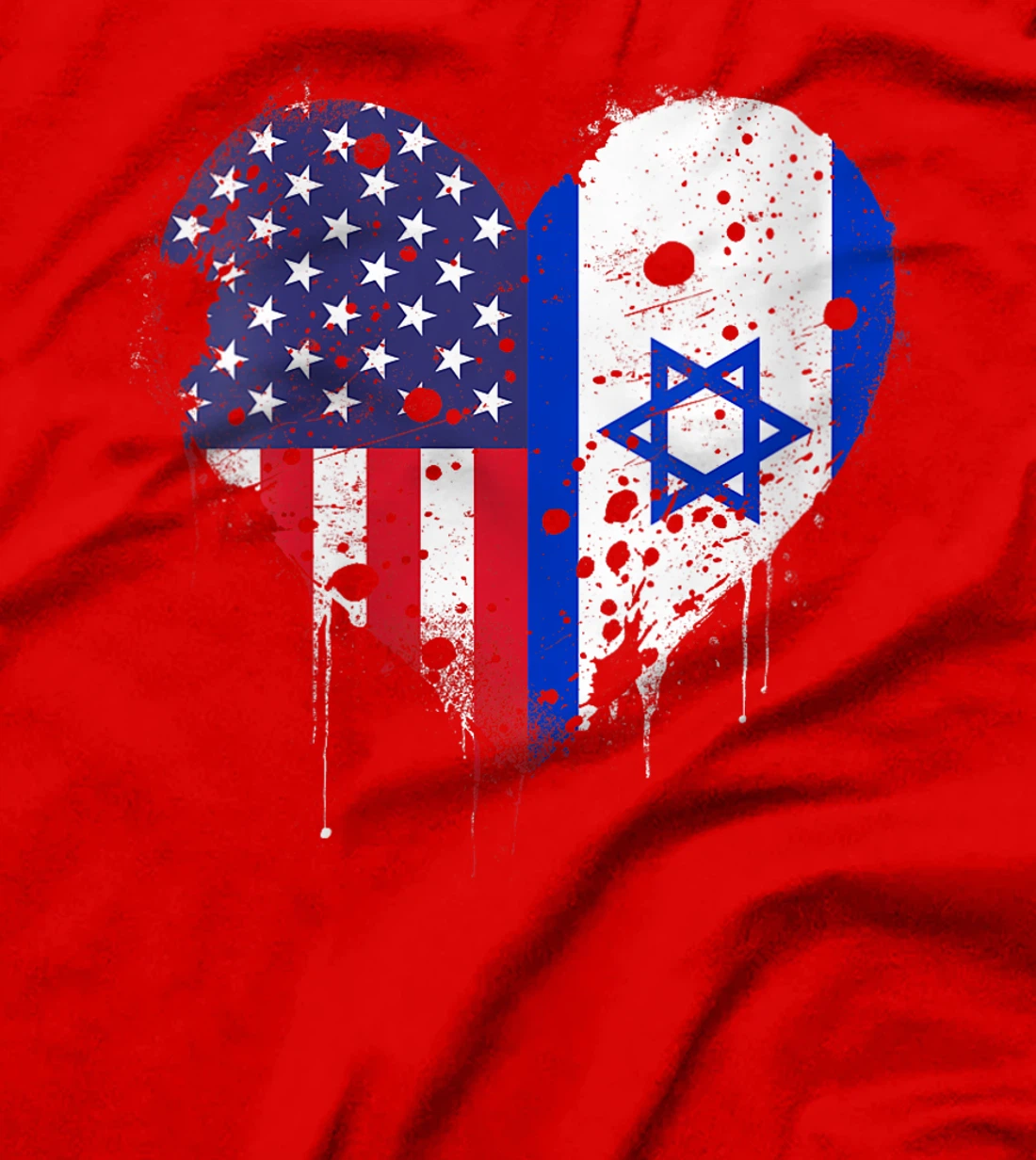 Womens USA Israel Flags Israeli American Heart Vintage Patriotic T-Shirt