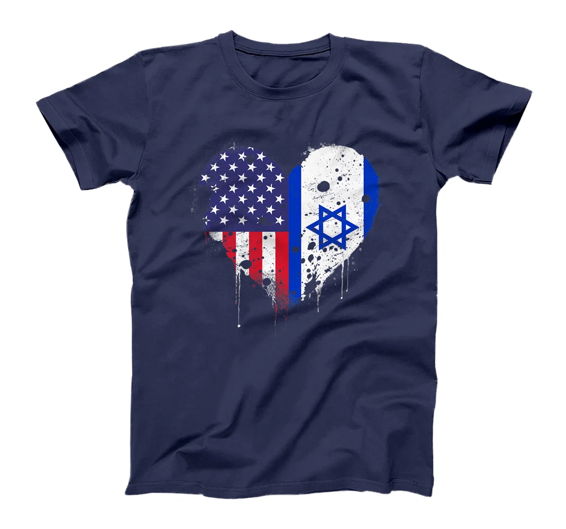 USA Israel Flags Israeli American Heart Vintage Patriotic Premium T-Shirt