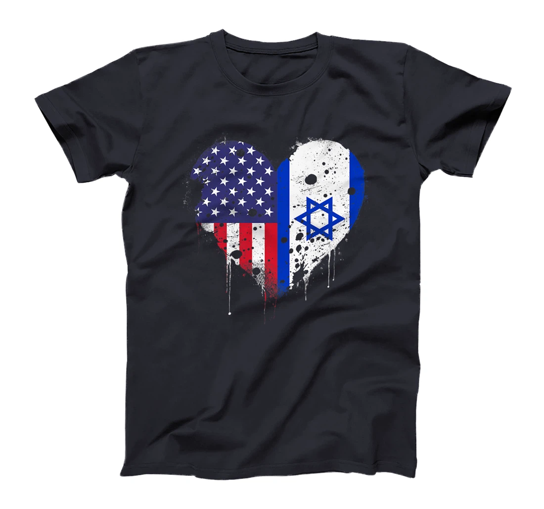 USA Israel Flags Israeli American Heart Vintage Patriotic Premium T-Shirt