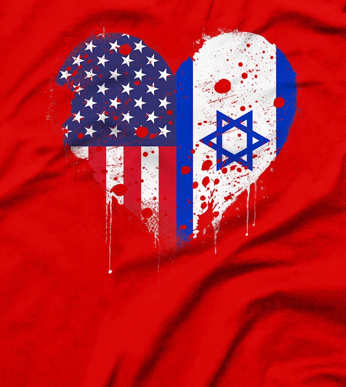 USA Israel Flags Israeli American Heart Vintage Patriotic Premium T-Shirt