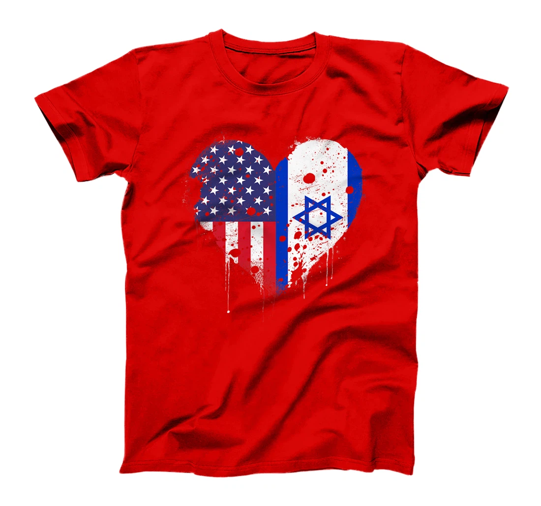 USA Israel Flags Israeli American Heart Vintage Patriotic Premium T-Shirt