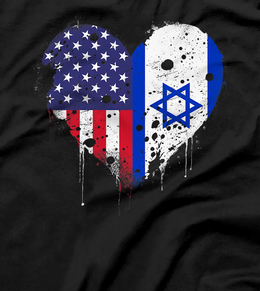 USA Israel Flags Israeli American Heart Vintage Patriotic Premium T-Shirt