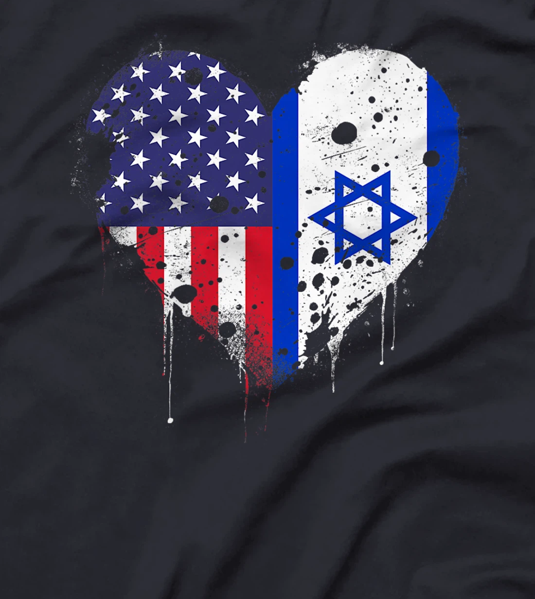 USA Israel Flags Israeli American Heart Vintage Patriotic Premium T-Shirt