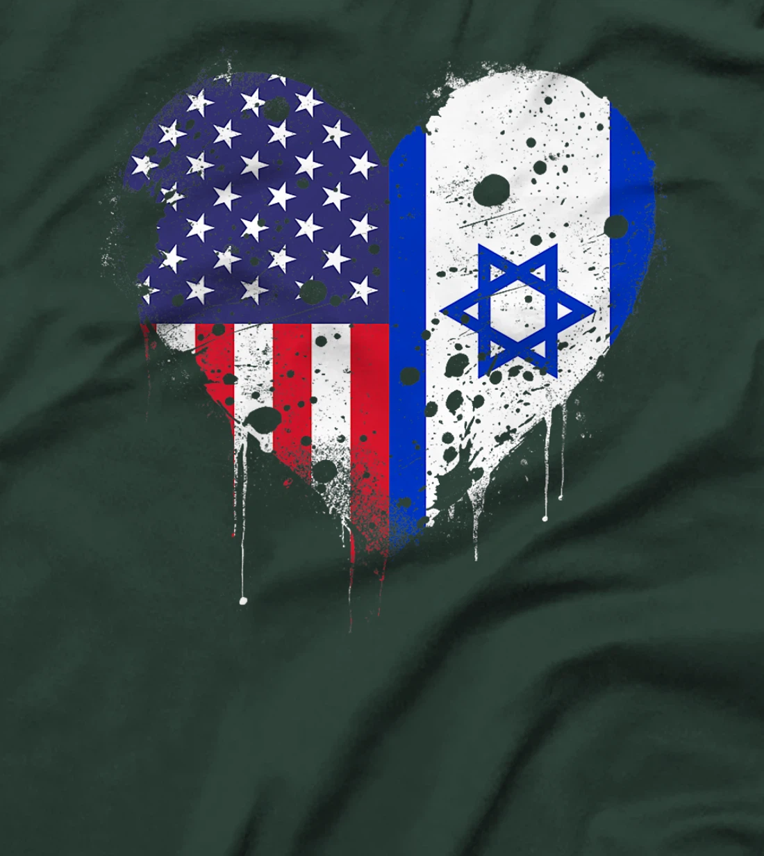 USA Israel Flags Israeli American Heart Vintage Patriotic Premium T-Shirt