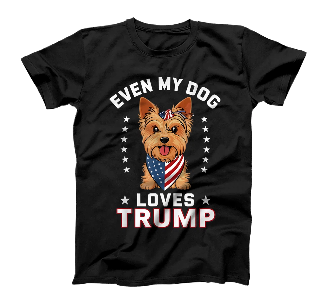 Yorkshire Terrier Even My Dog Loves Trump USA Flag Bandana T-Shirt