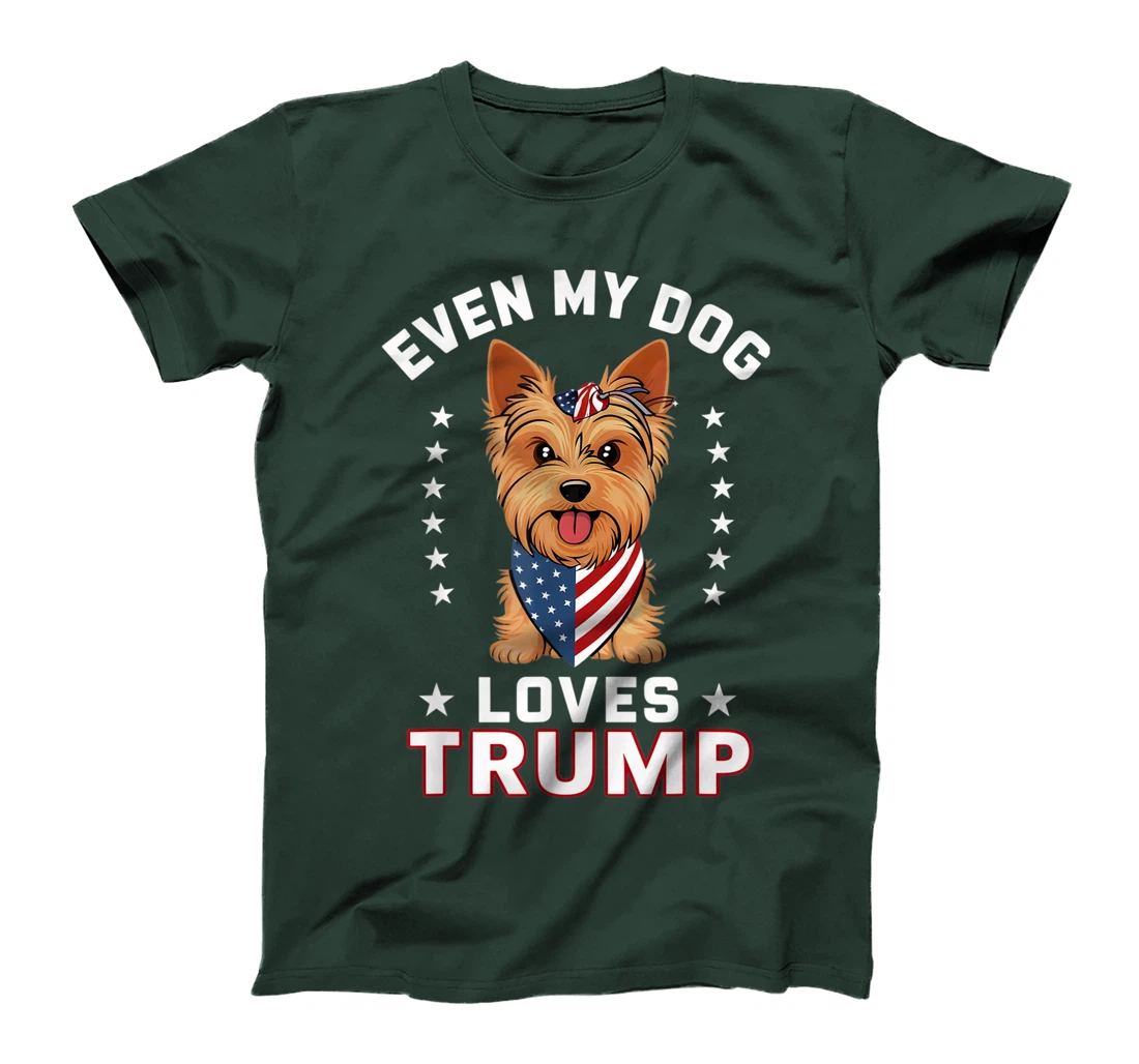 Yorkshire Terrier Even My Dog Loves Trump USA Flag Bandana T-Shirt
