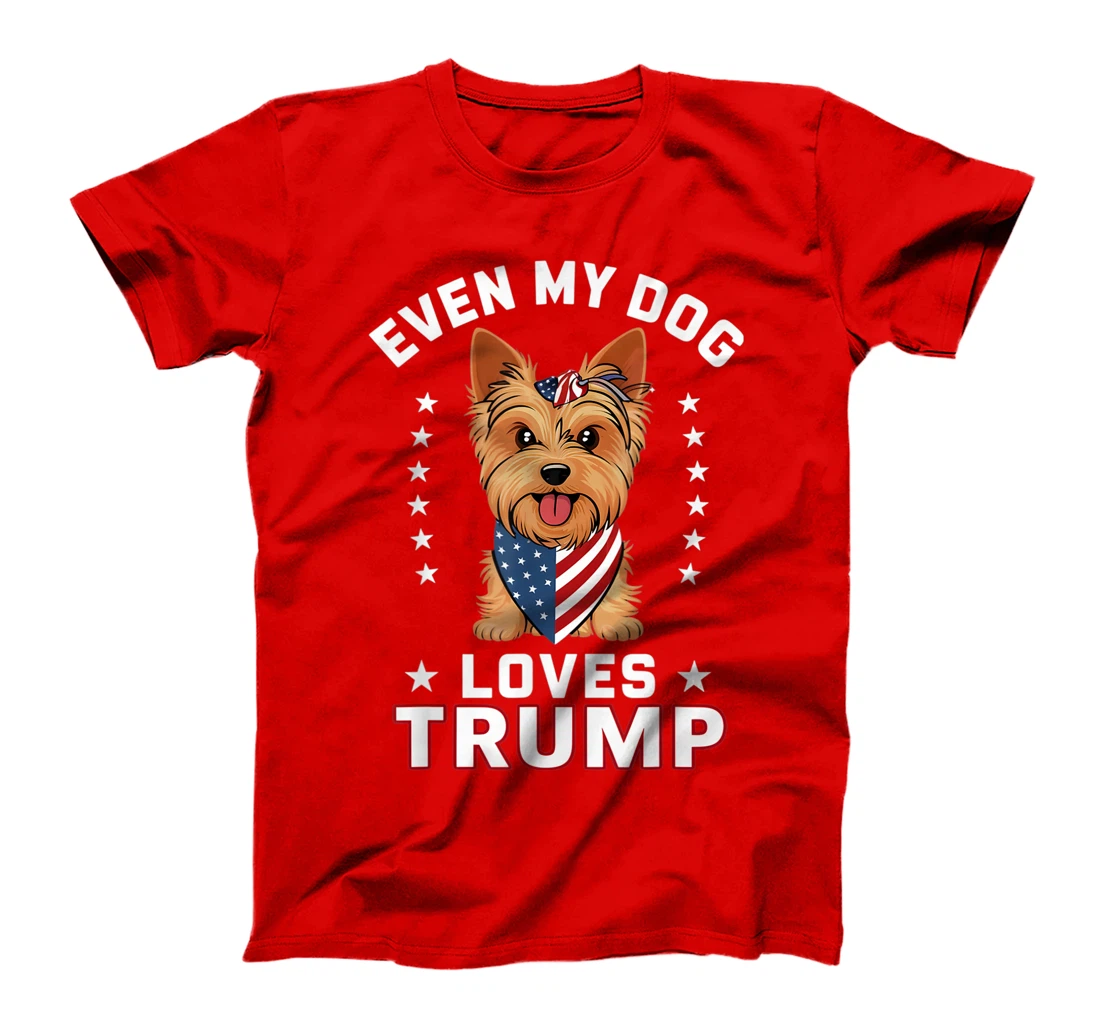 Yorkshire Terrier Even My Dog Loves Trump USA Flag Bandana T-Shirt
