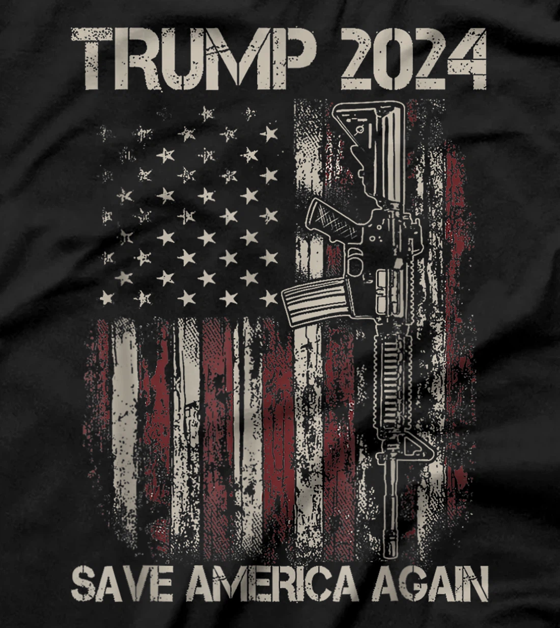 Trump 2024 Save America Again American Flag Gun T-Shirt