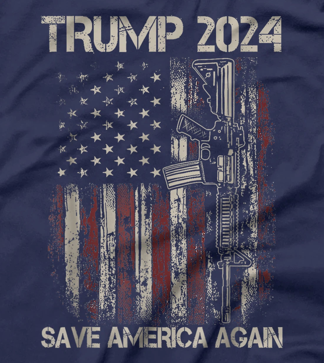 Trump 2024 Save America Again American Flag Gun T-Shirt