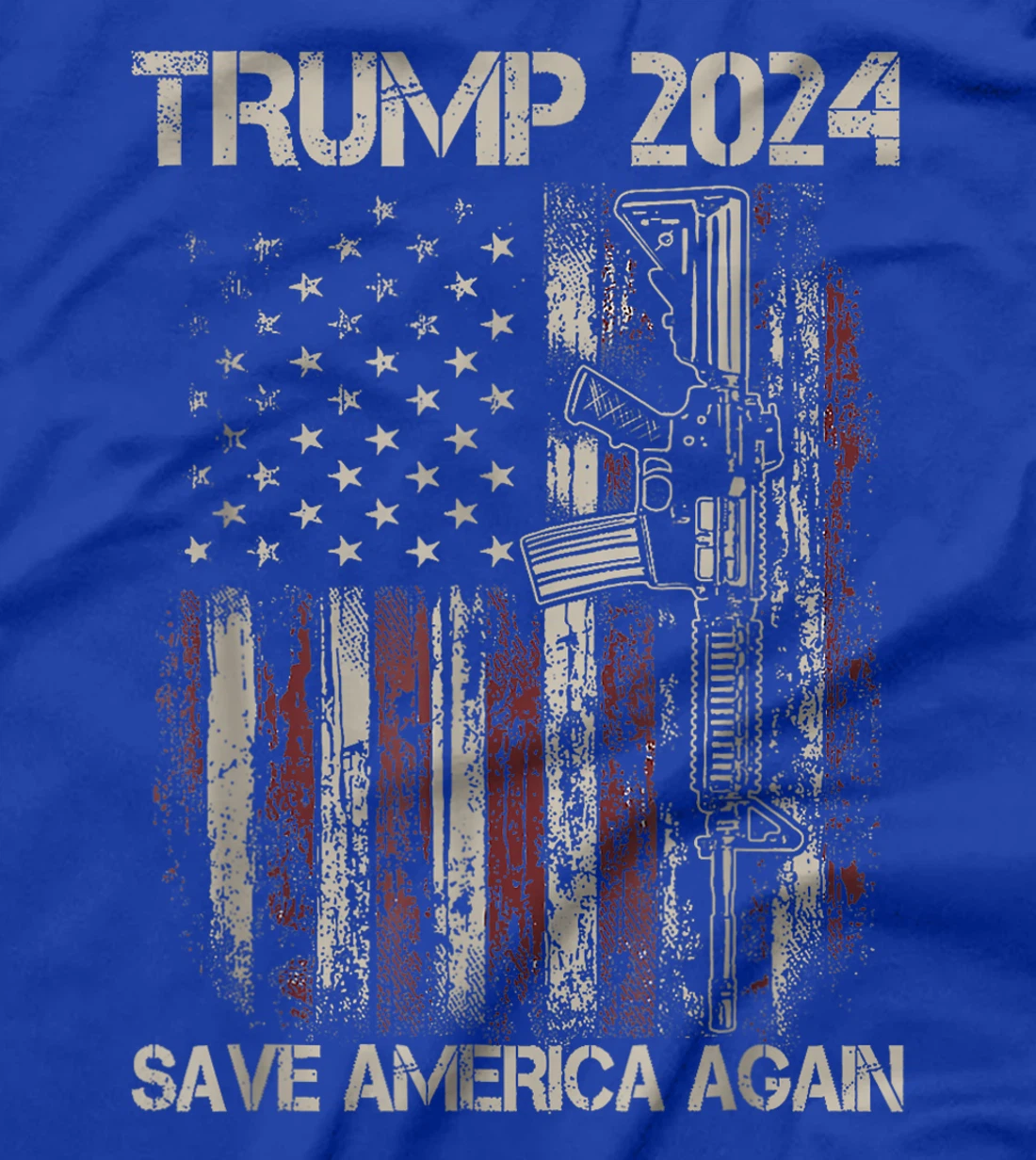 Trump 2024 Save America Again American Flag Gun T-Shirt