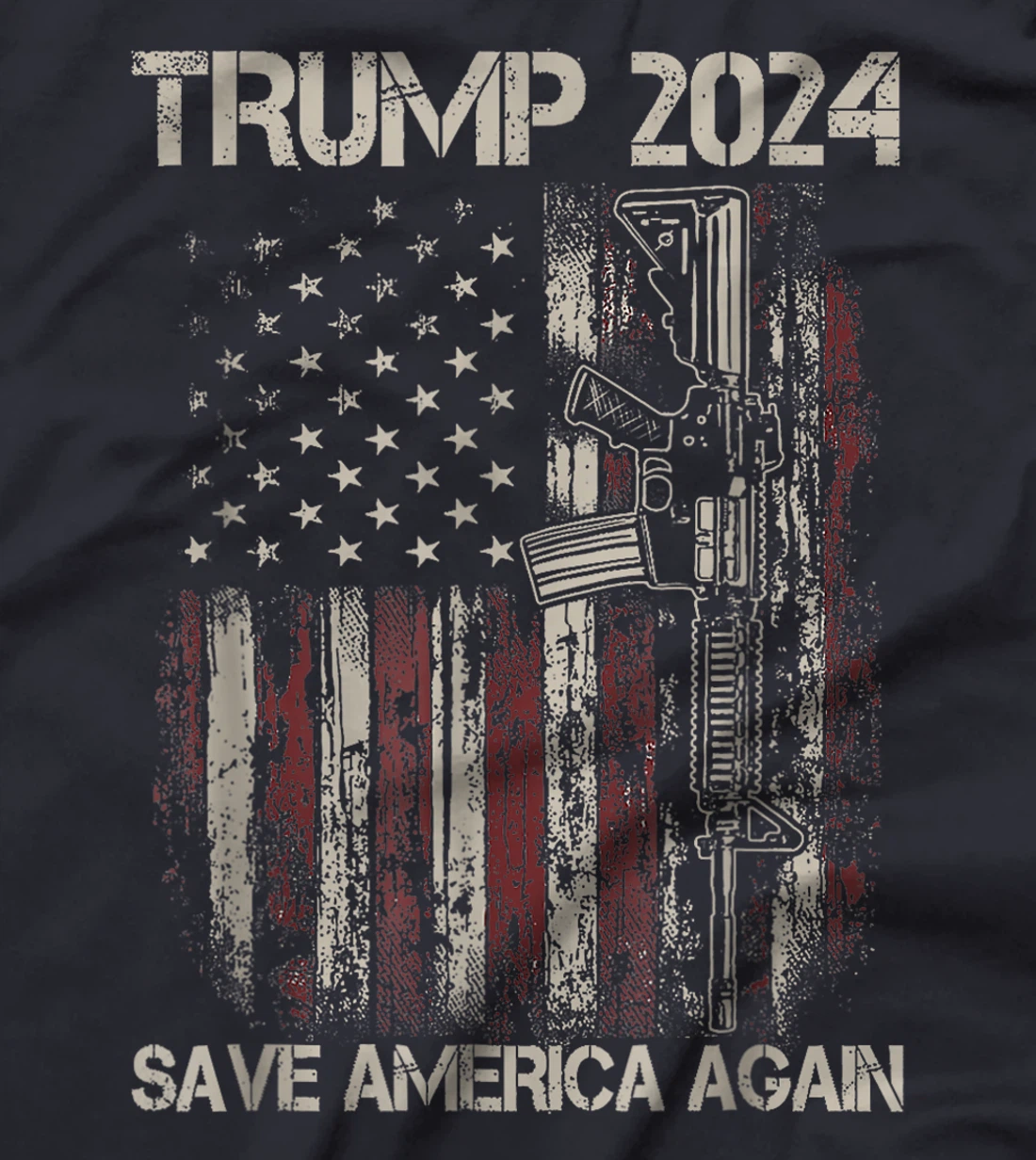 Trump 2024 Save America Again American Flag Gun T-Shirt