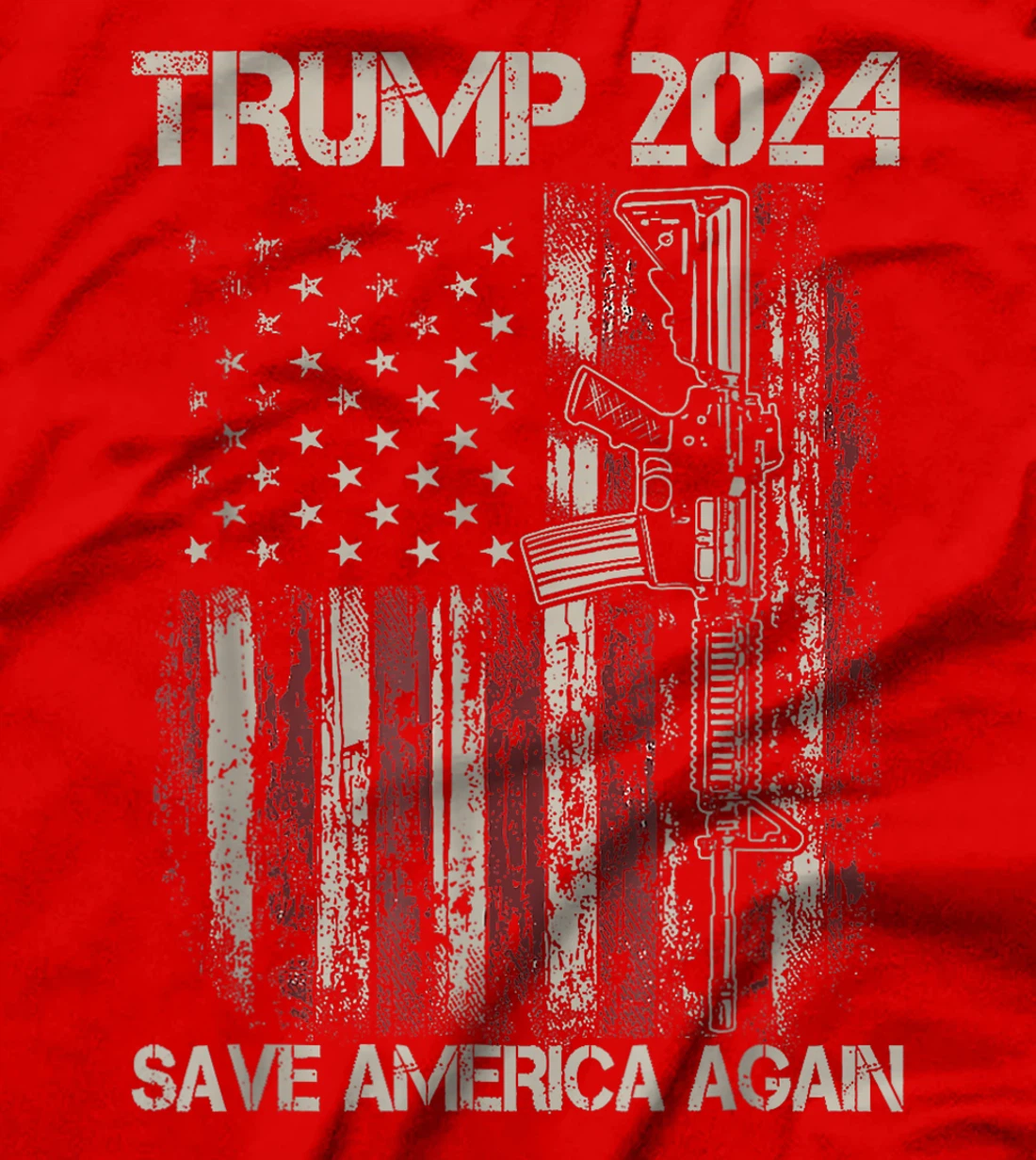 Trump 2024 Save America Again American Flag Gun T-Shirt