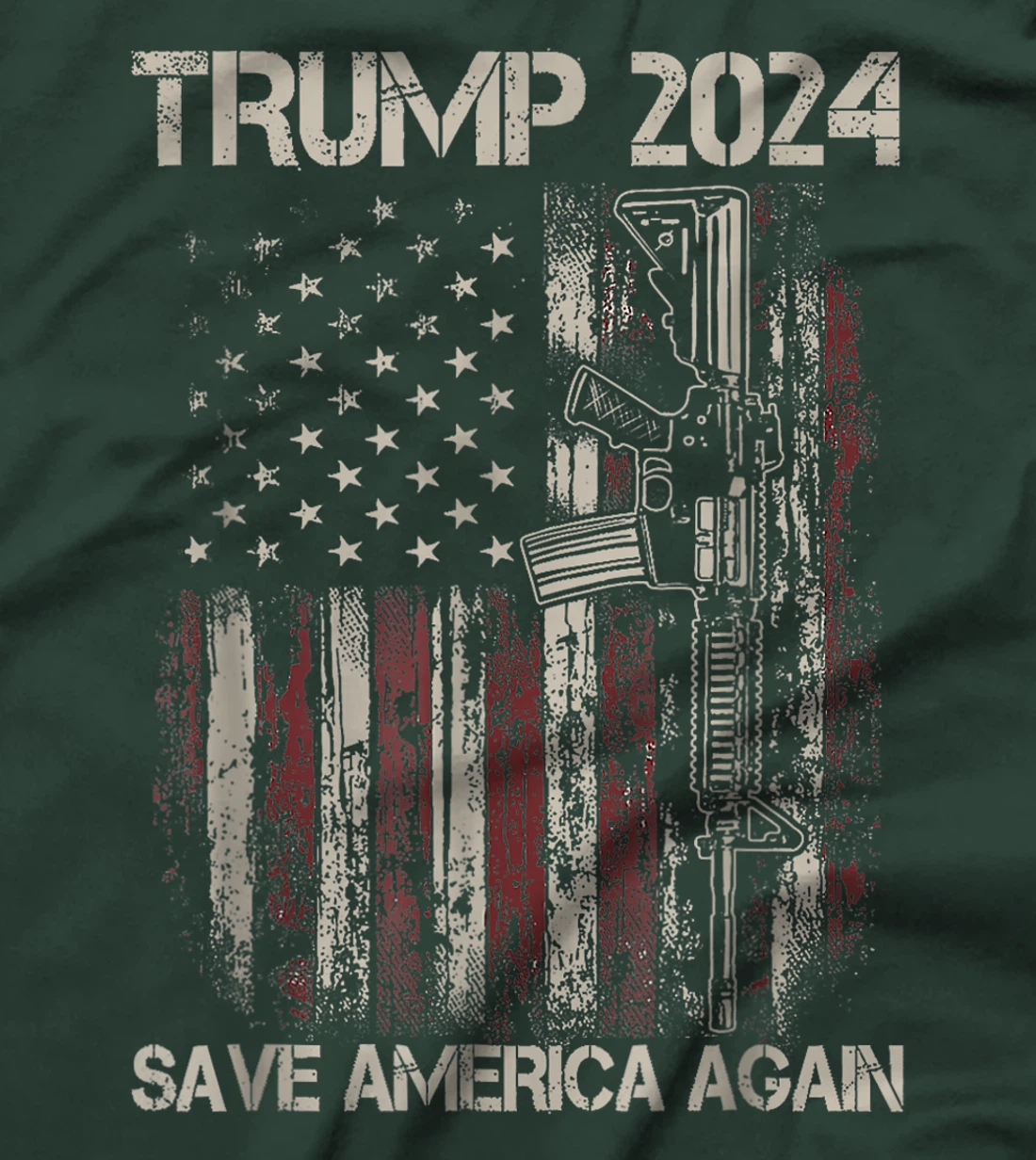 Trump 2024 Save America Again American Flag Gun T-Shirt