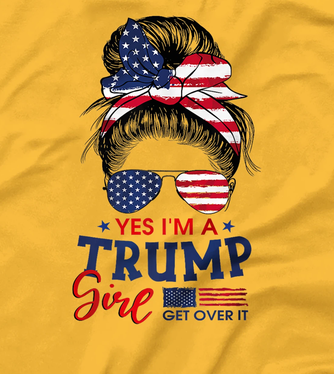 Trump Girl No Apologies Patriotic American Messy Bun Women Premium T-Shirt