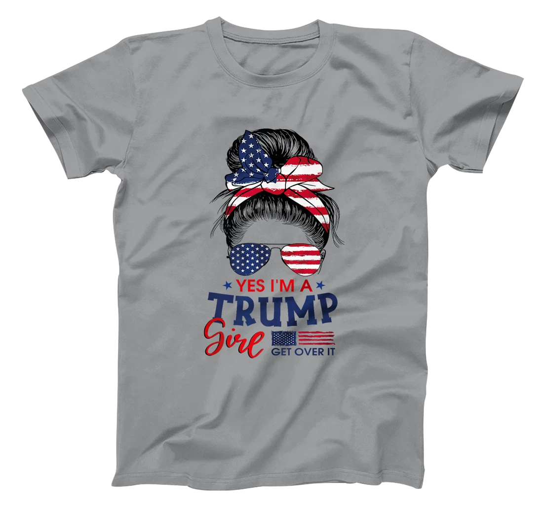 Trump Girl No Apologies Patriotic American Messy Bun Women Premium T-Shirt