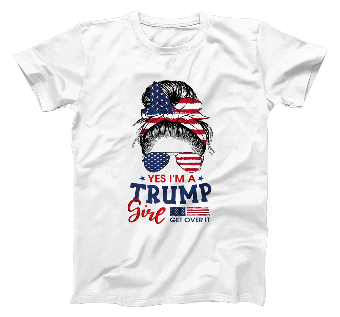 Trump Girl No Apologies Patriotic American Messy Bun Women Premium T-Shirt