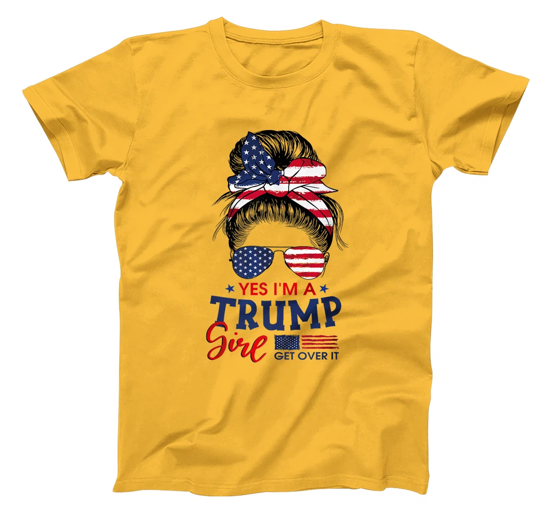 Trump Girl No Apologies Patriotic American Messy Bun Women Premium T-Shirt