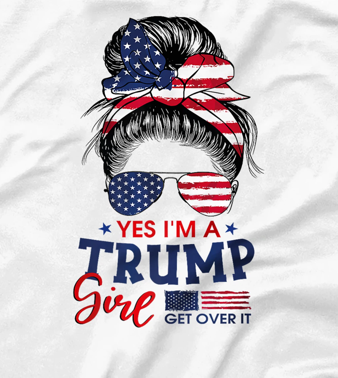 Trump Girl No Apologies Patriotic American Messy Bun Women Premium T-Shirt