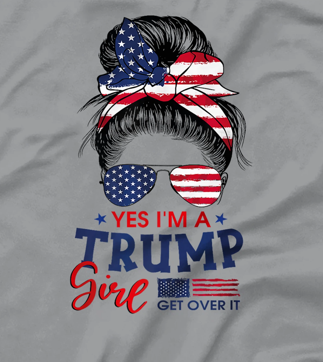 Trump Girl No Apologies Patriotic American Messy Bun Women Premium T-Shirt