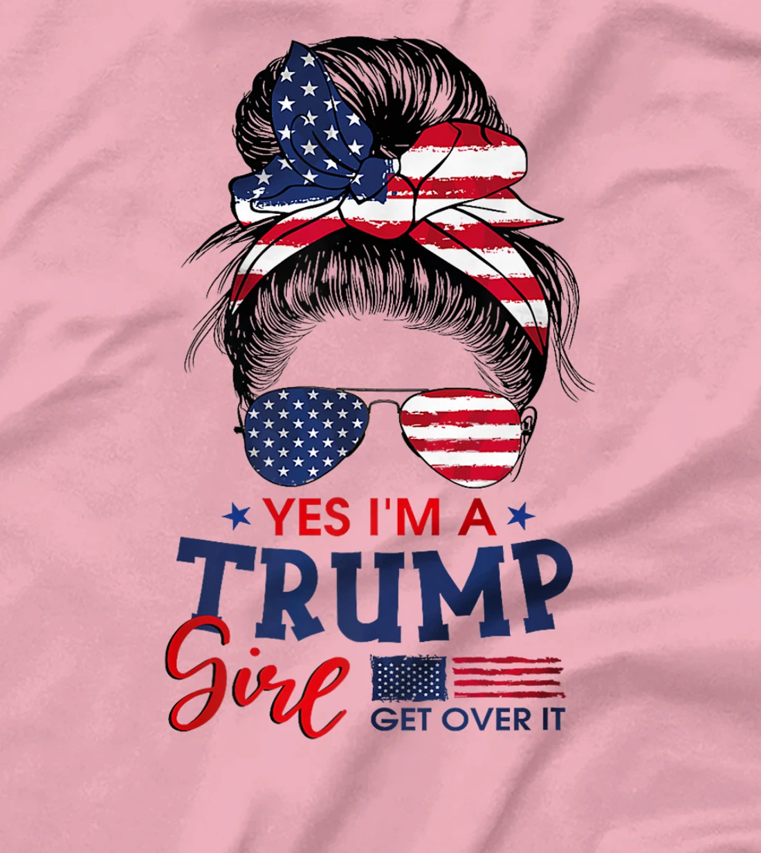 Trump Girl No Apologies Patriotic American Messy Bun Women Premium T-Shirt