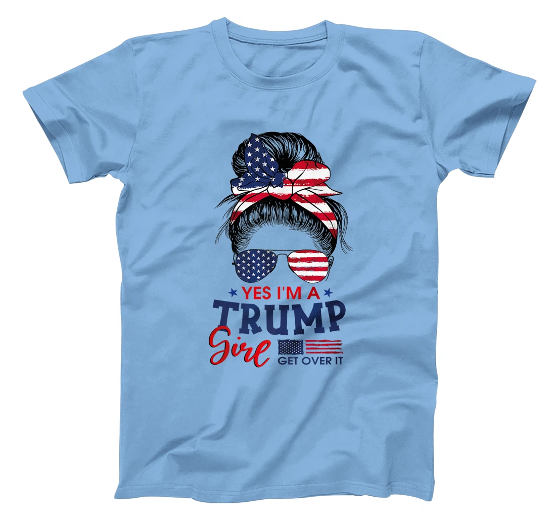 Trump Girl No Apologies Patriotic American Messy Bun Women Premium T-Shirt