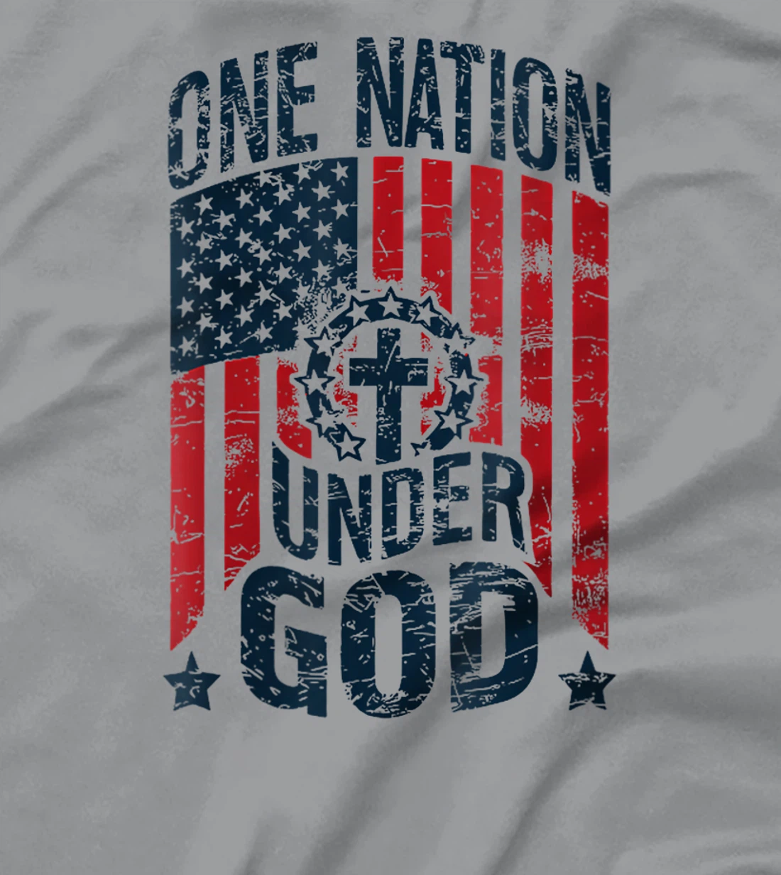 Womens One Nation Under God American Flag Christian Patriotic T-Shirt