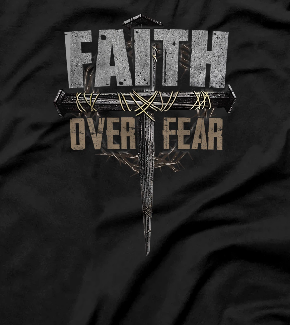 God Jesus Christ Cross Faith Over Fear Religious Christian T-Shirt