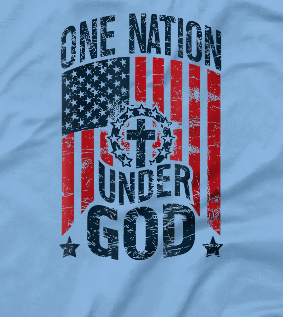 Womens One Nation Under God American Flag Christian Patriotic T-Shirt