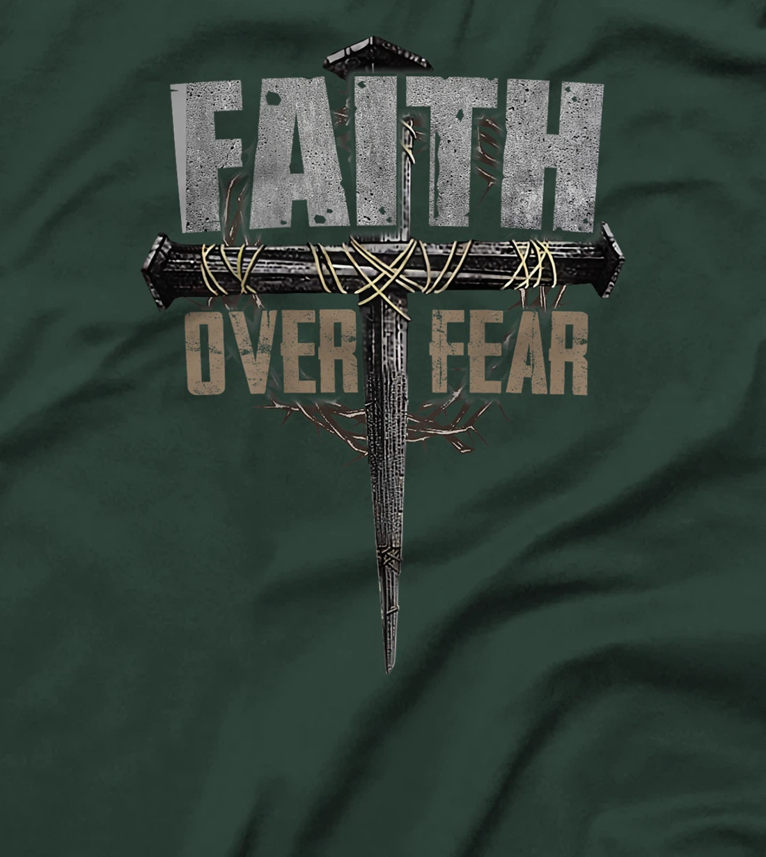 God Jesus Christ Cross Faith Over Fear Religious Christian T-Shirt