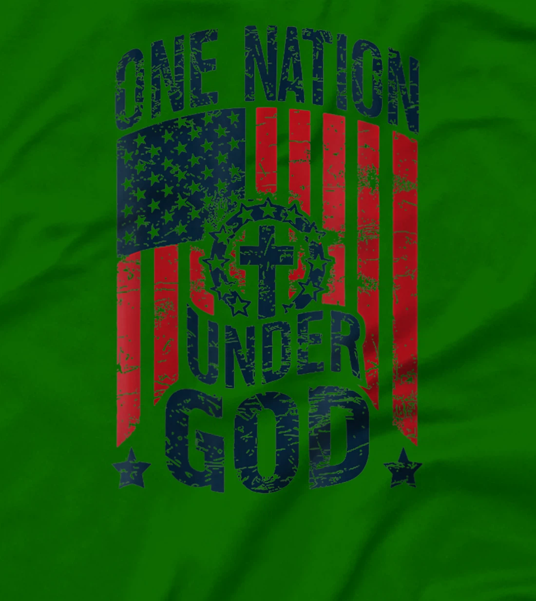 Womens One Nation Under God American Flag Christian Patriotic T-Shirt